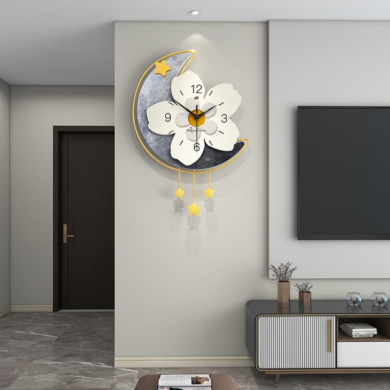 Wall Clock for Home Use, Living Room Flower Decoration, Stylish and Simple, Creative Silent Clock for Dining Room, Wall-Mounted, Dropshipping Available
