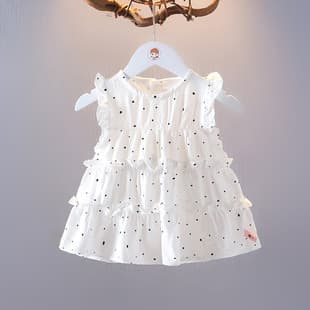 Baby Girl Summer Kids Sleeveless Princess Dress 1-3 Years 2 Girls Summer Polka Dot Dress Infant Thin Dress