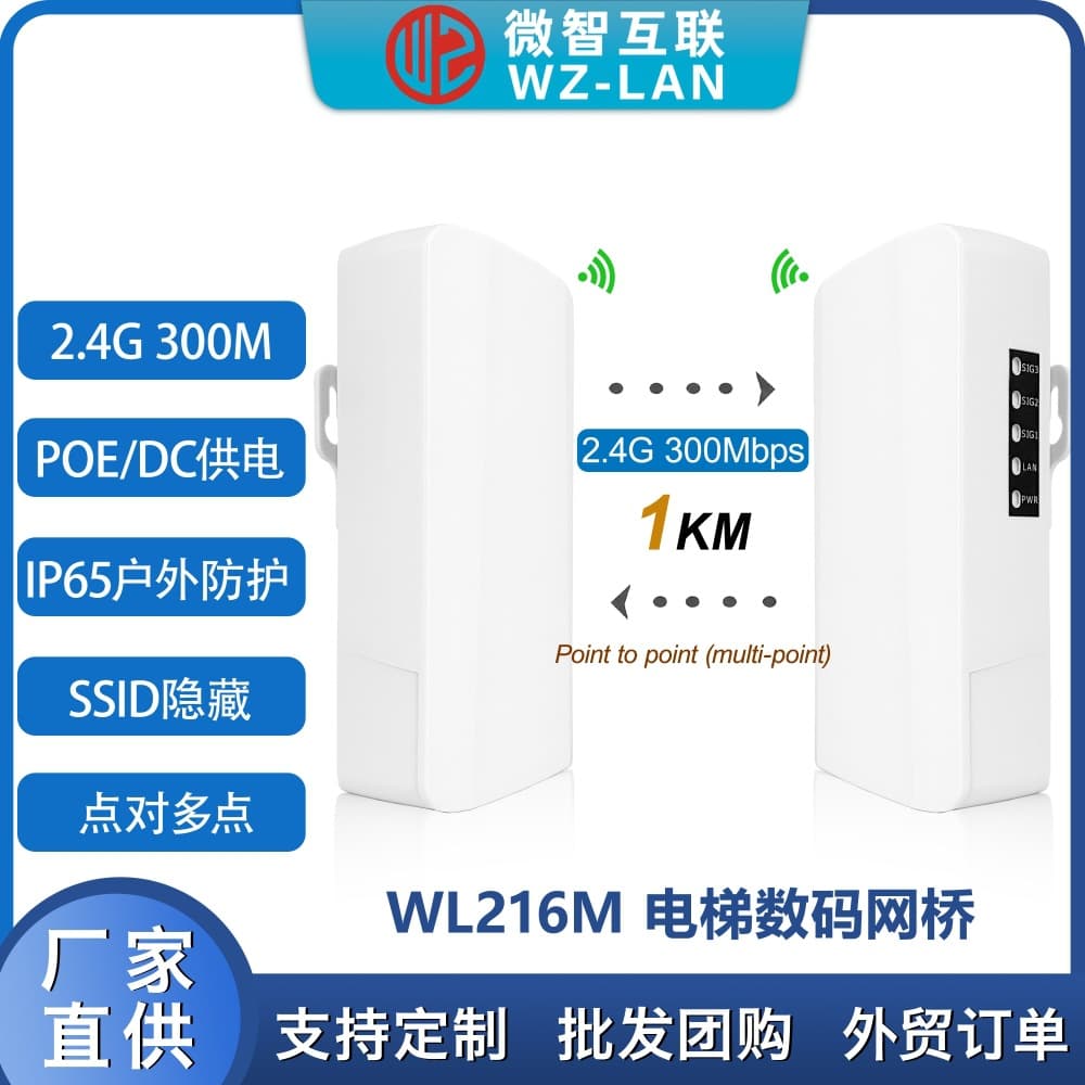 2.4G 1km 300m Point-to-Multipoint IP65 Protected Outdoor Elevator Wireless Monitoring Smart Transmission