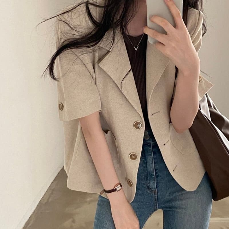 CD715 Korean chic temperament thin short-sleeved suit jacket for women summer new high-end suit salt series