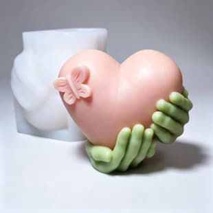 Handheld Heart Silicone Mold DIY Heart Aromatherapy Candle Plaster Soap Craft Cement Ornament Mold