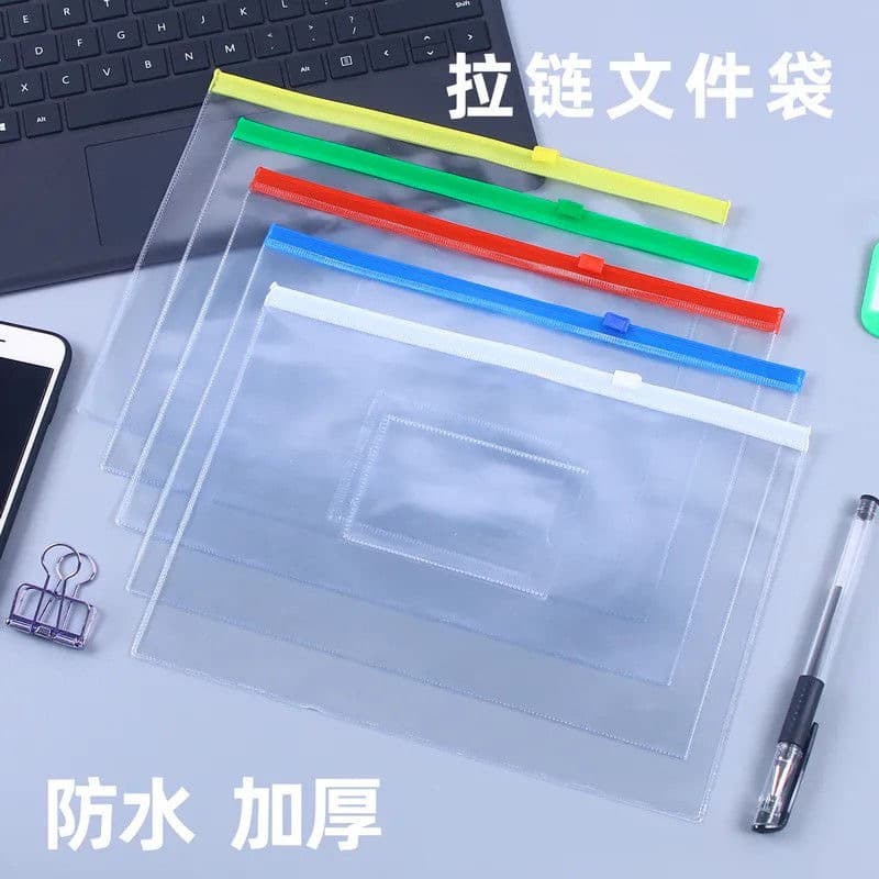 A4 thickened transparent waterproof file bag office file storage bag A5 student exam special transparent pencil bag
