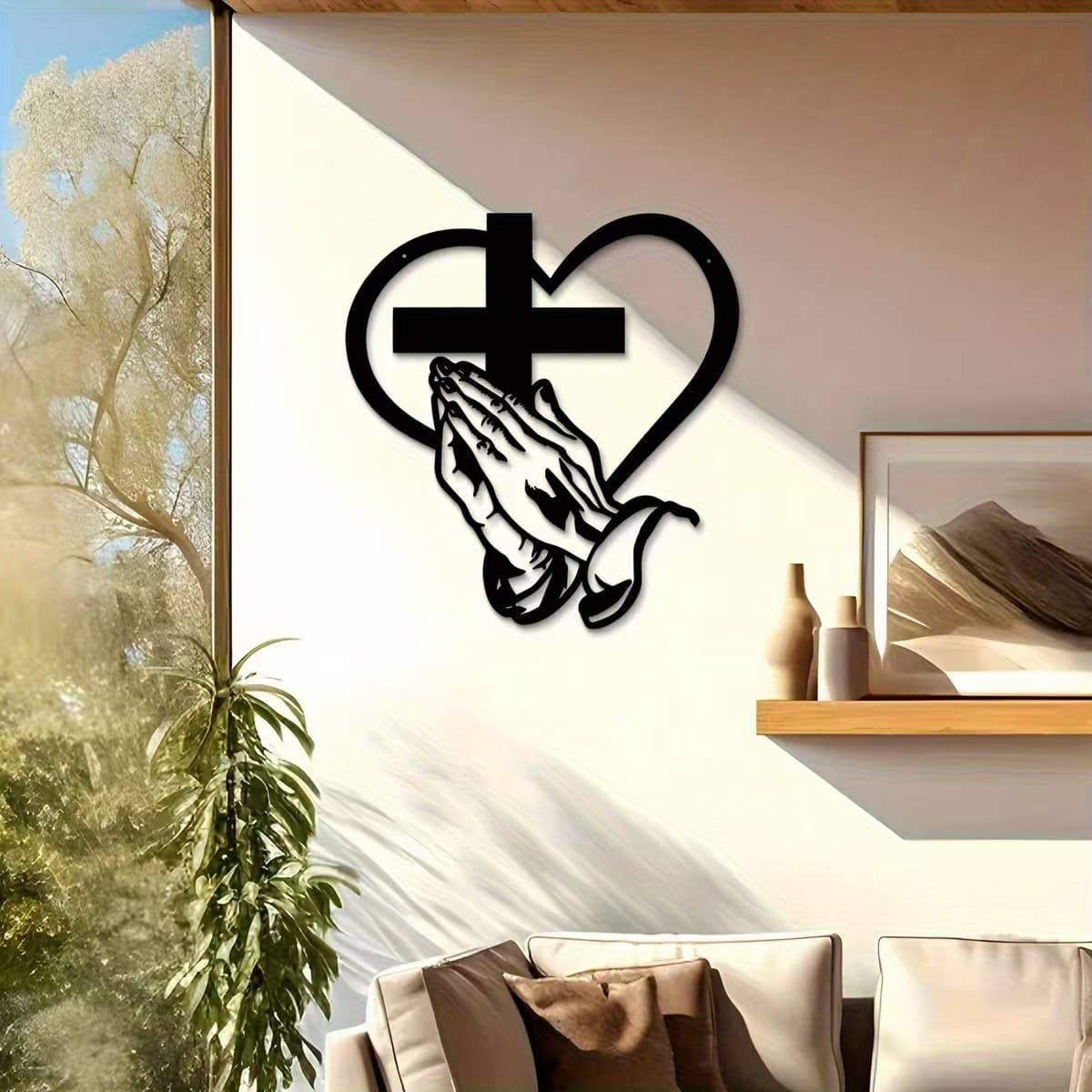 Cross-border Hot-selling Wall Decor Heart Cross Tin Sign Living Room Bedroom Creative Iron Art Decor
