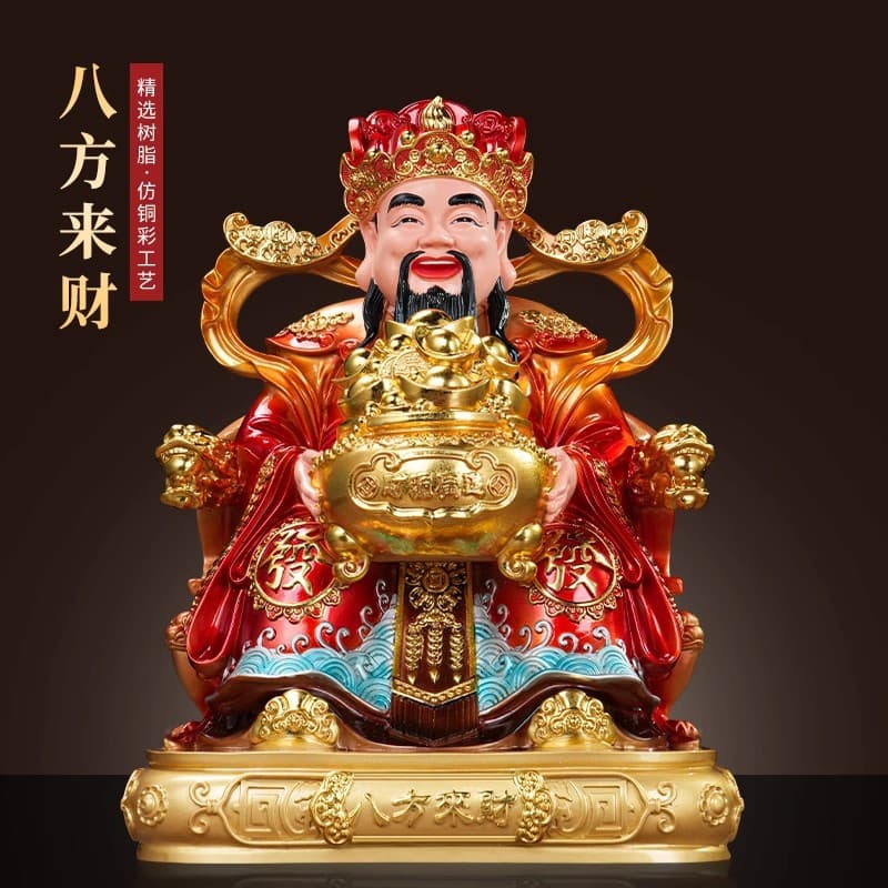 Worship the household God of Wealth ornaments to attract wealth to the God of Wealth, store opening gift, red clothed God of Wealth, Buddha statue