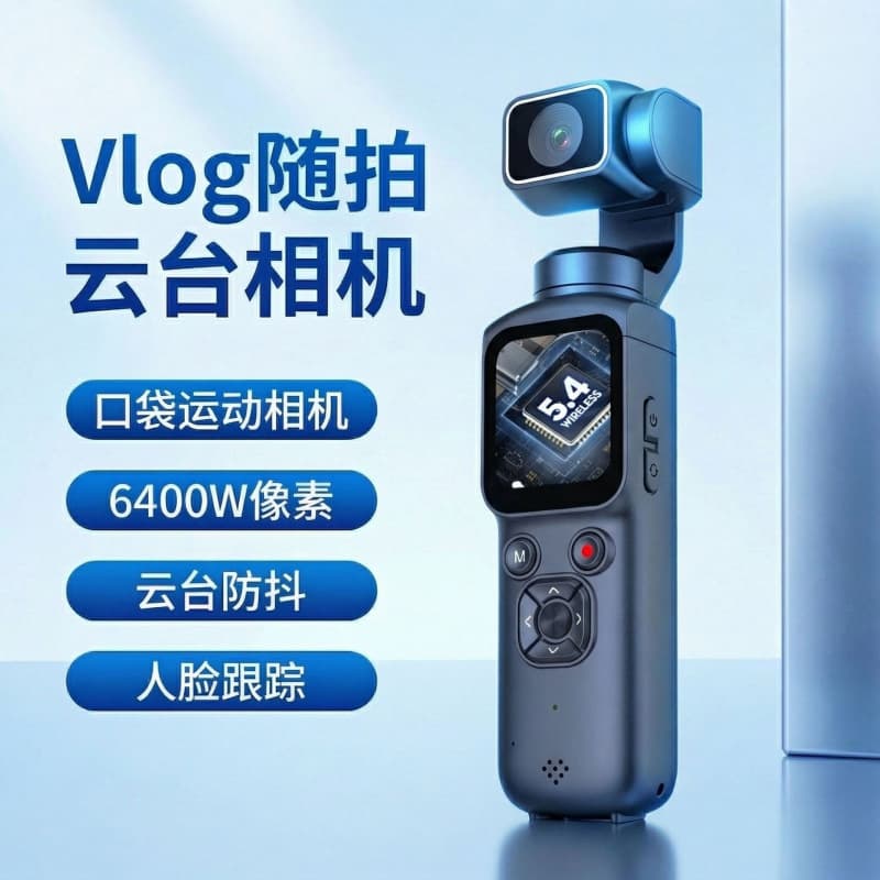 New Cross-Border Handheld Gimbal Camera Pocket Sports Anti-Shake 4K Travel Vlog Camera with WiFi Transfer