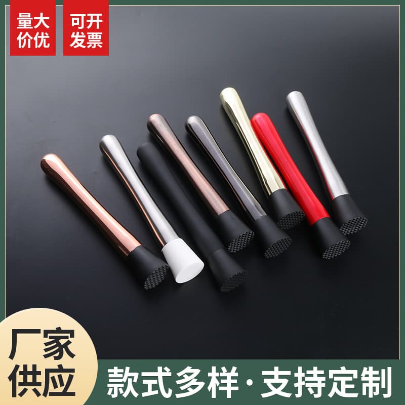 Stainless steel ice crusher with plastic head, lemon fruit tea ice popsicle stirrer, cocktail shaker, wholesale.