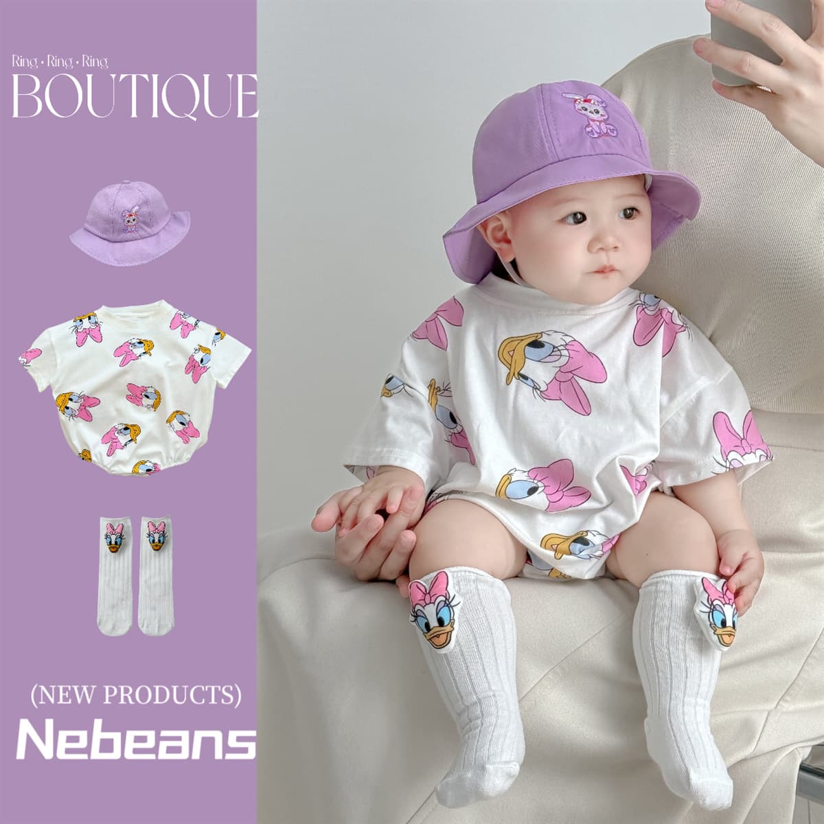 Fashionable Cotton Baby Girl Outfit Set Soft Full Print Triangle Diaper Cover One Year Old Clothes Comfortable Spring Autumn Wear