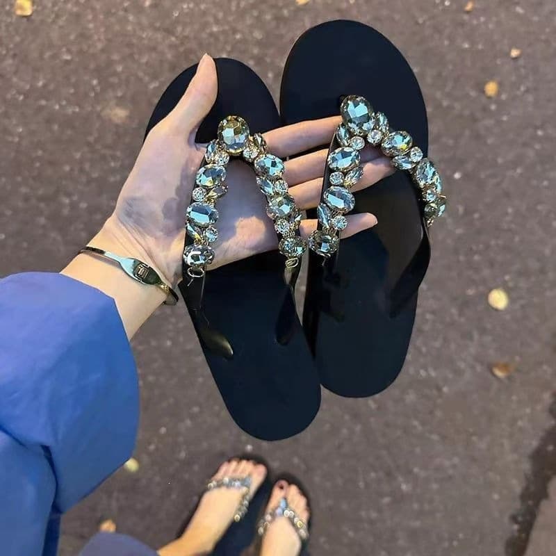 Versatile Chunky Slide Sandals for Women 2026 Summer New Black High-End Anti-Slip Wedge Heel Casual Slippers Outdoor Wear