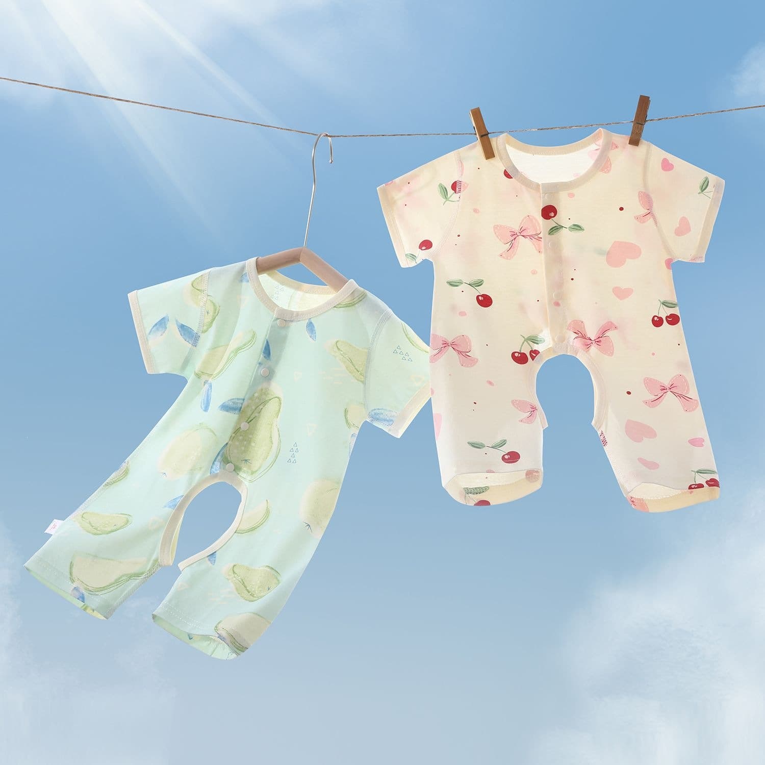 Baby Onesie Summer Thin Cotton Clothes Newborn Pajamas Boys Girls Super Cute Short Sleeve Bodysuit Open Crotch