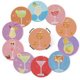 Cross-Border DIY Diamond Painting Dotting Coaster Full Diamond Round Cocktail Coaster Diamond Painting Coaster Sub