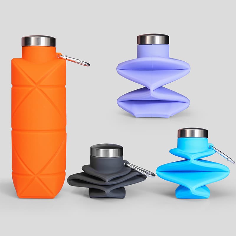 Silicone Rhombus Folding Cup 700ml Outdoor Sports Water Bottle Portable Cross-border Pocket Water Jug