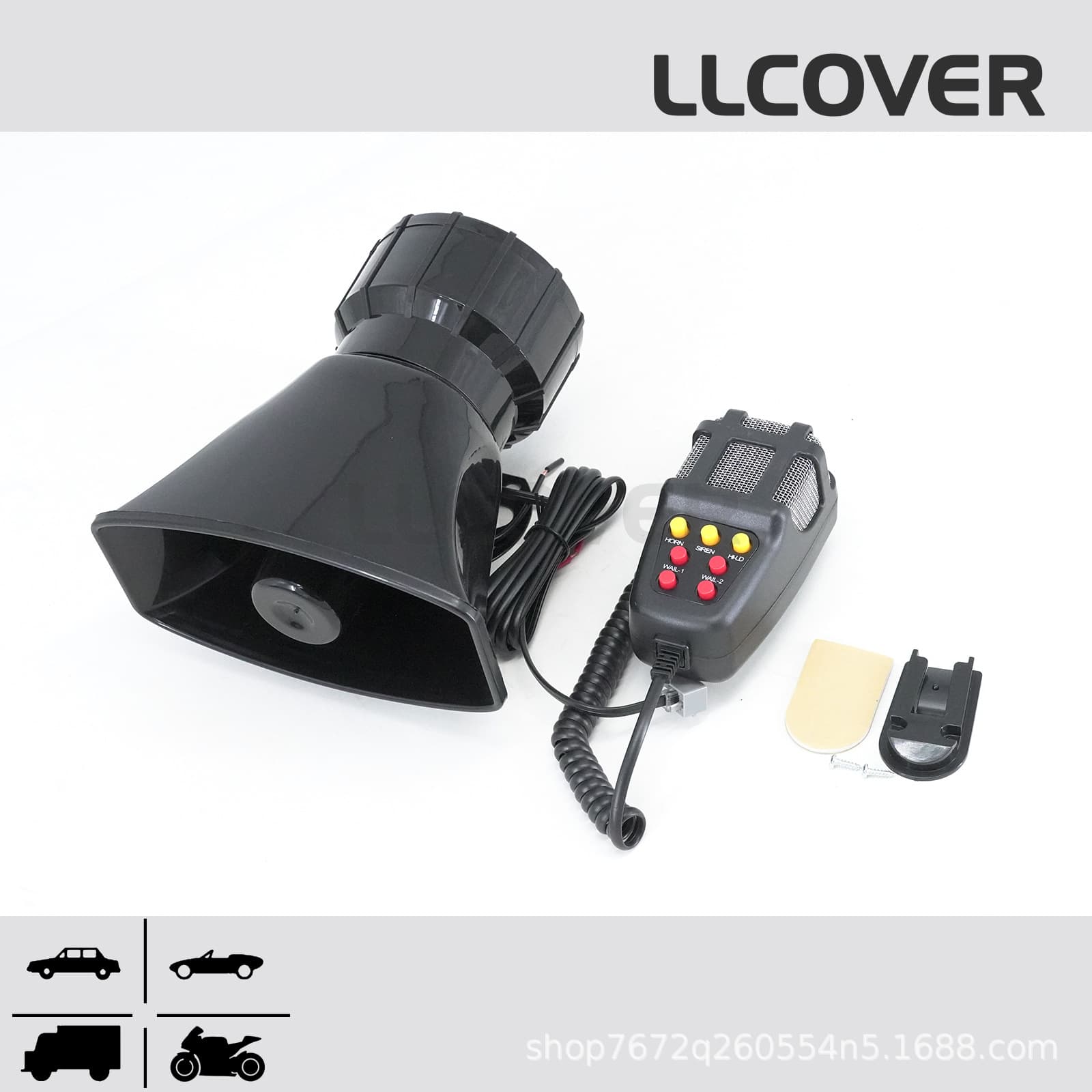 12V Square Port 7-Tone Loudspeaker 100W Vehicle PA Siren Alarm Modified Police Horn Amplifier Manufacturer
