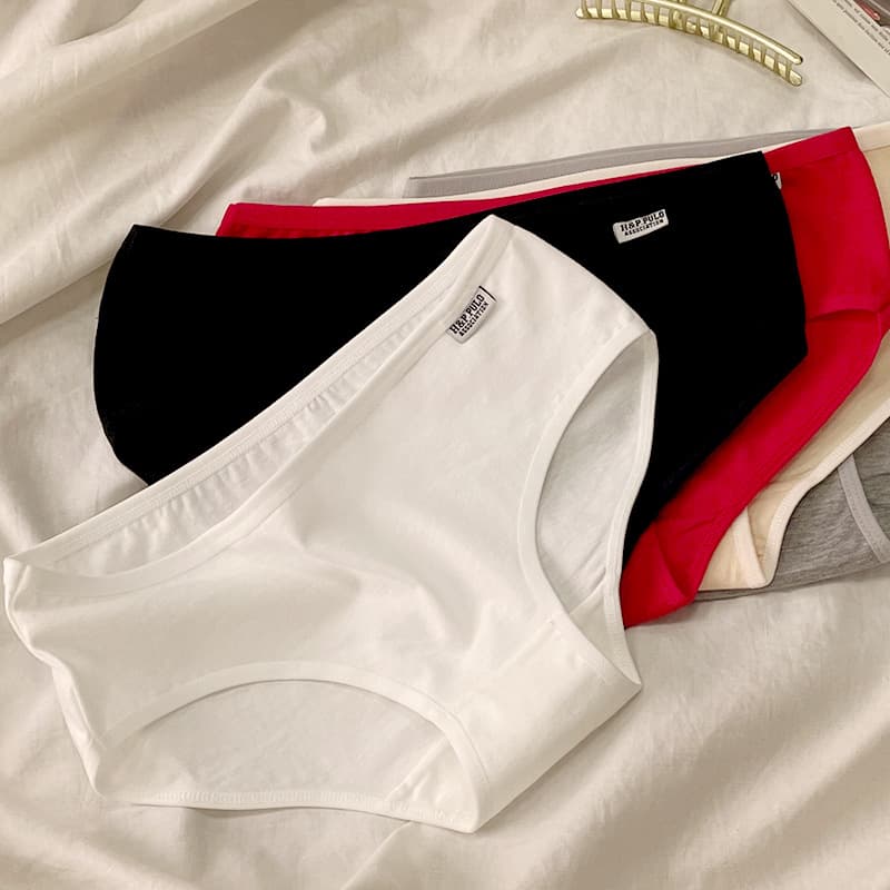 Women's Cotton Underwear A001 Solid Color Low Waist Triangle Panties for Teens and Students