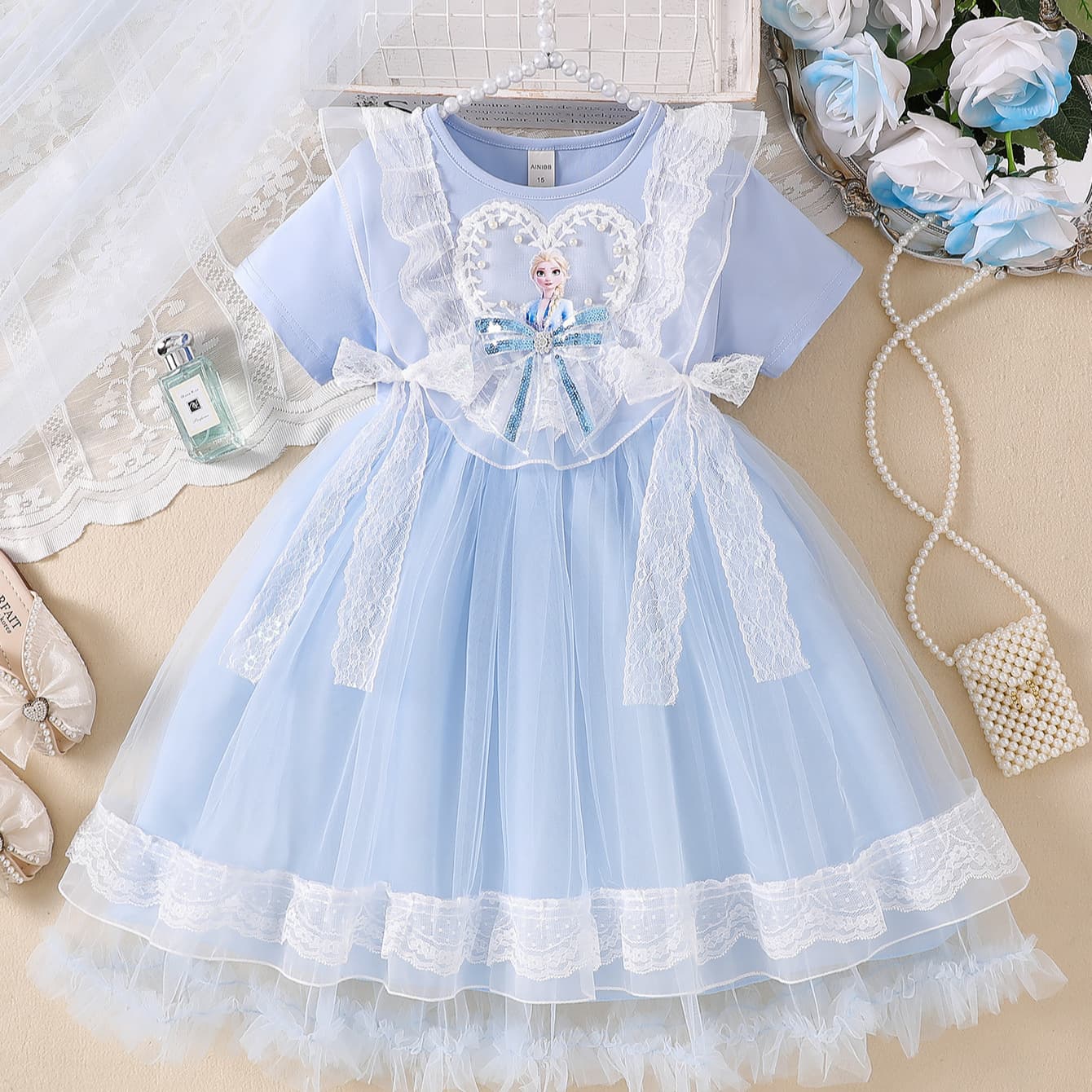 Girls Princess Dress Summer Children's Elegant Cute Dress Elsa Long Sleeve Tutu Dress Little Girl Elsa Dress