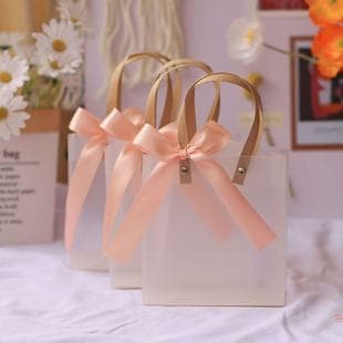 Transparent Frosted Ribbon Gift Bag Gift Tote Bag Party Favor Birthday Gift Candy Chocolate Tote Bag