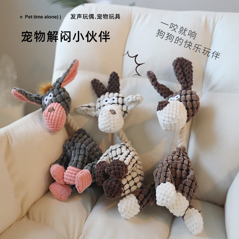 Pet Toy Dog Chew Toy Squeaky Toy Funny Donkey Durable Teething Plush Toy Wholesale