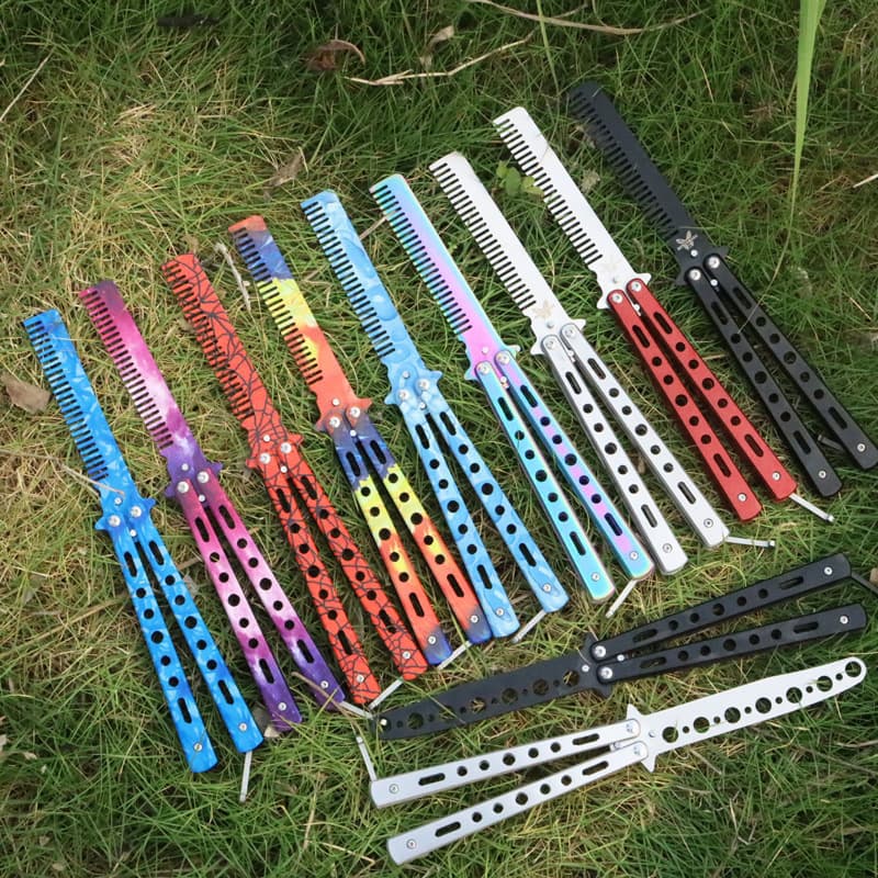 Cross-border hot selling outdoor camping butterfly comb practice butterfly folding tool butterfly comb toy without edge