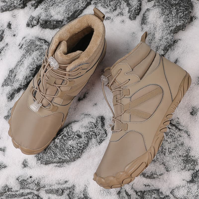 Manufacturer Cross-Border Winter Fleece-Lined Water-Resistant Hiking Shoes, Fleece-Lined Warm Cotton Shoes, Thick Sole Barefoot Comfort Snow Boots