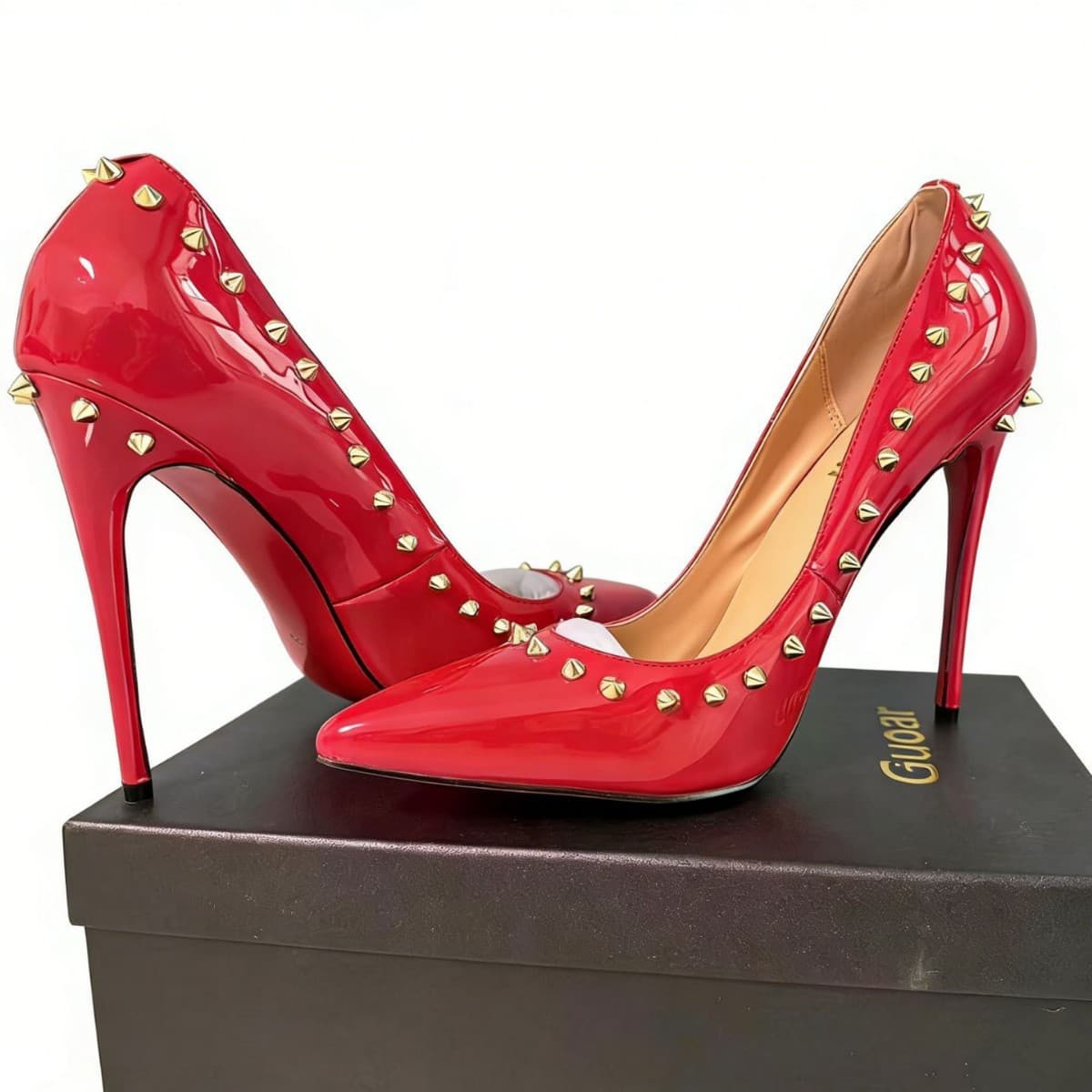 2025 Fall Fashion Studded Pointed Toe 12cm Ultra High Heel Pumps Amazon Drop Shipping