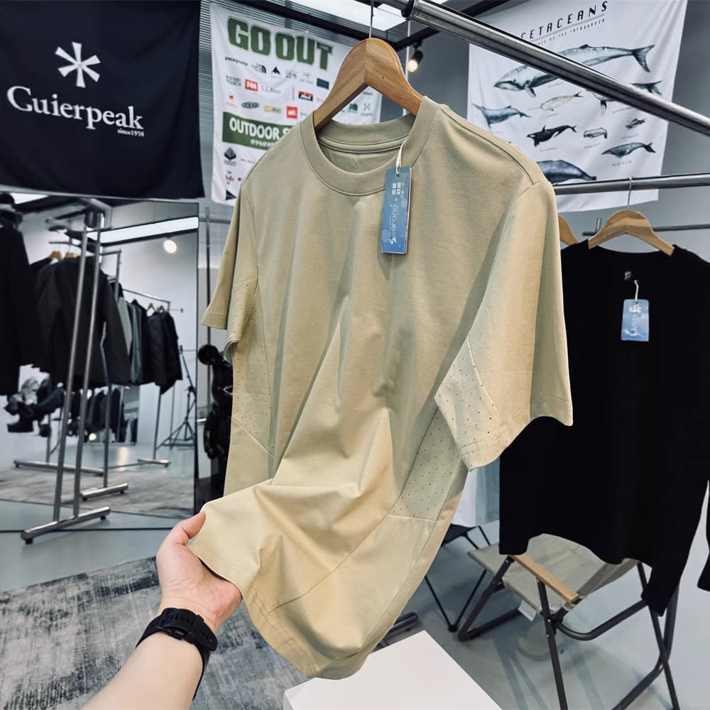 Cotton Solona Laser Drilling Moisture Absorption Breathable Quick-drying 7A Anti-jun Men's Outdoor Loose Short-sleeved Quick-drying T-shirt
