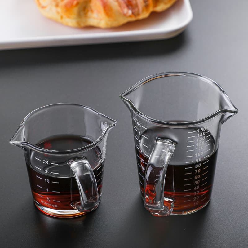 High Borosilicate Glass Double-Spout Milk Pot Cup, Mini Transparent Thick Double-Sided Graduated Ounce Cup, Extraction Cup, Coffee Cup