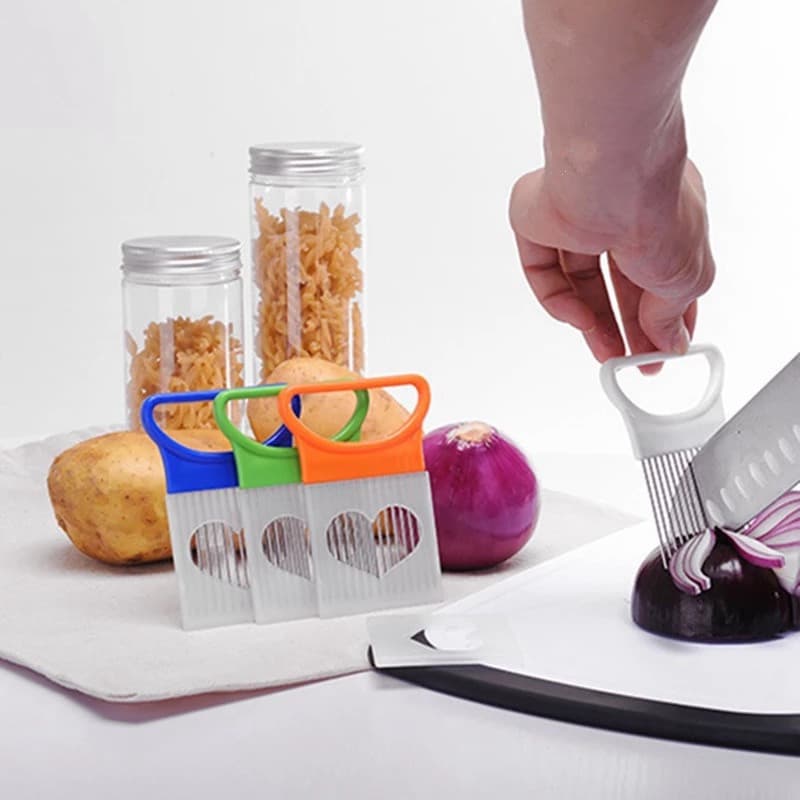 Stainless Steel Onion Needle Cutter - Onion Ring Artifact, Onion Meat Tenderizer, Pine Needle Fork, Hand Slicer for Fruits and Vegetables