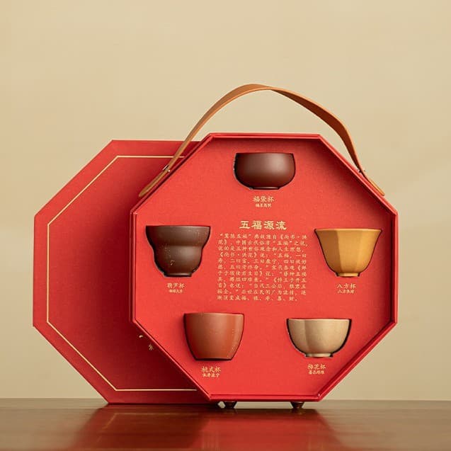 Wufu Zisha Cup Ceramic Master Cup Tea Cup Kung Fu Tea Set Drinking Tea Cup Single Cup Housewarming Retirement New Wedding Gift