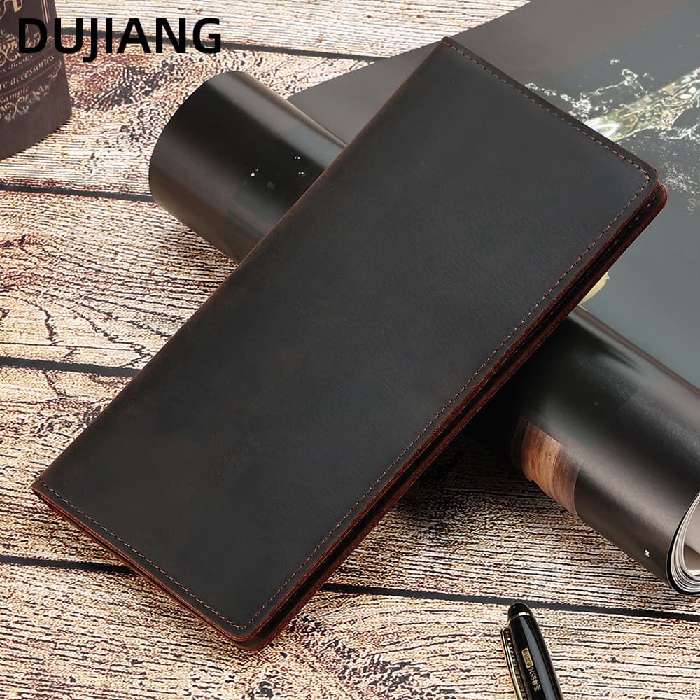 High-Volume Sales Model Crazy Horse Leather Men's Wallet, Long Style, New Model with Multiple Card Slots, Genuine Leather Wallet, Vintage Cowhide Clutch