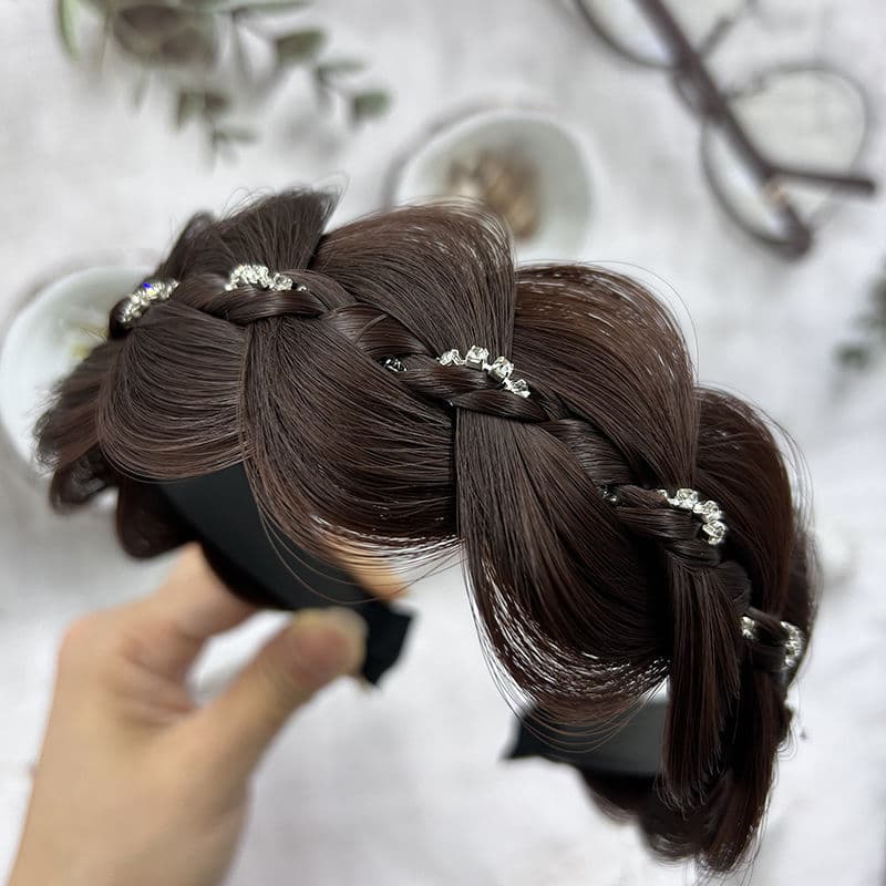 Widened and Thickened Headband with Rhinestones, Fishbone Braid, High Crown Hair Hoop, Hair Clip, Hair Accessory, High Crown Hair Piece