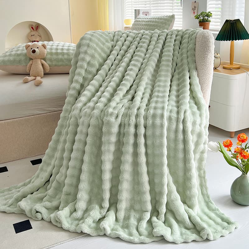 Imitation Rabbit Fur Bubble Plush Blanket Amazon Cross-border Curled Blanket European and American Export Flannel Vacuum Compression Blanket