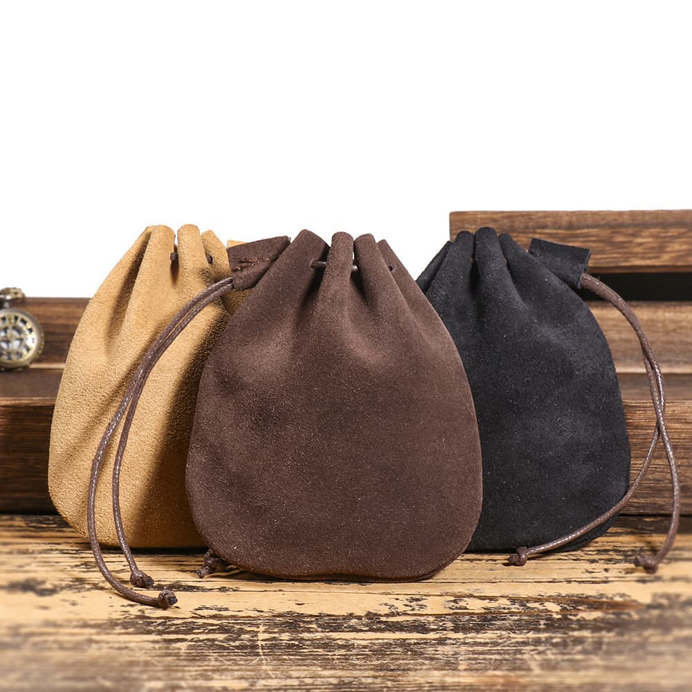 Amazon's trendy drawstring drawstring coin storage first-layer cowhide retro coin bag fashionable multi-functional coin purse