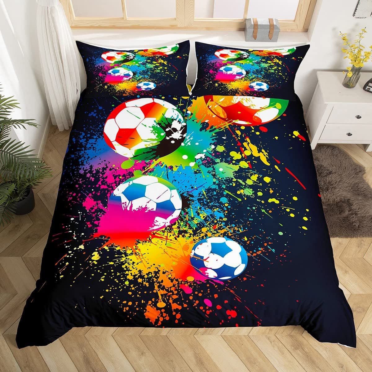 Cross-border Sports Bedding Set Kids Football Duvet Cover Sports Theme Game Duvet Cover Room Decor