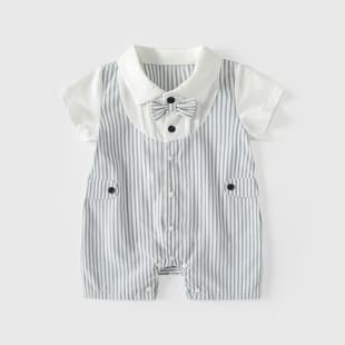 Baby Summer Thin Clothes 2026 New Style Small Month Old Boy Crawling Suit Handsome Cute Onesie Bodysuit