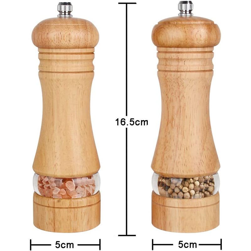Manual Wooden Pepper Grinder for Kitchen Use, Black Pepper and Sea Salt Spice Mill for Dry Grinding