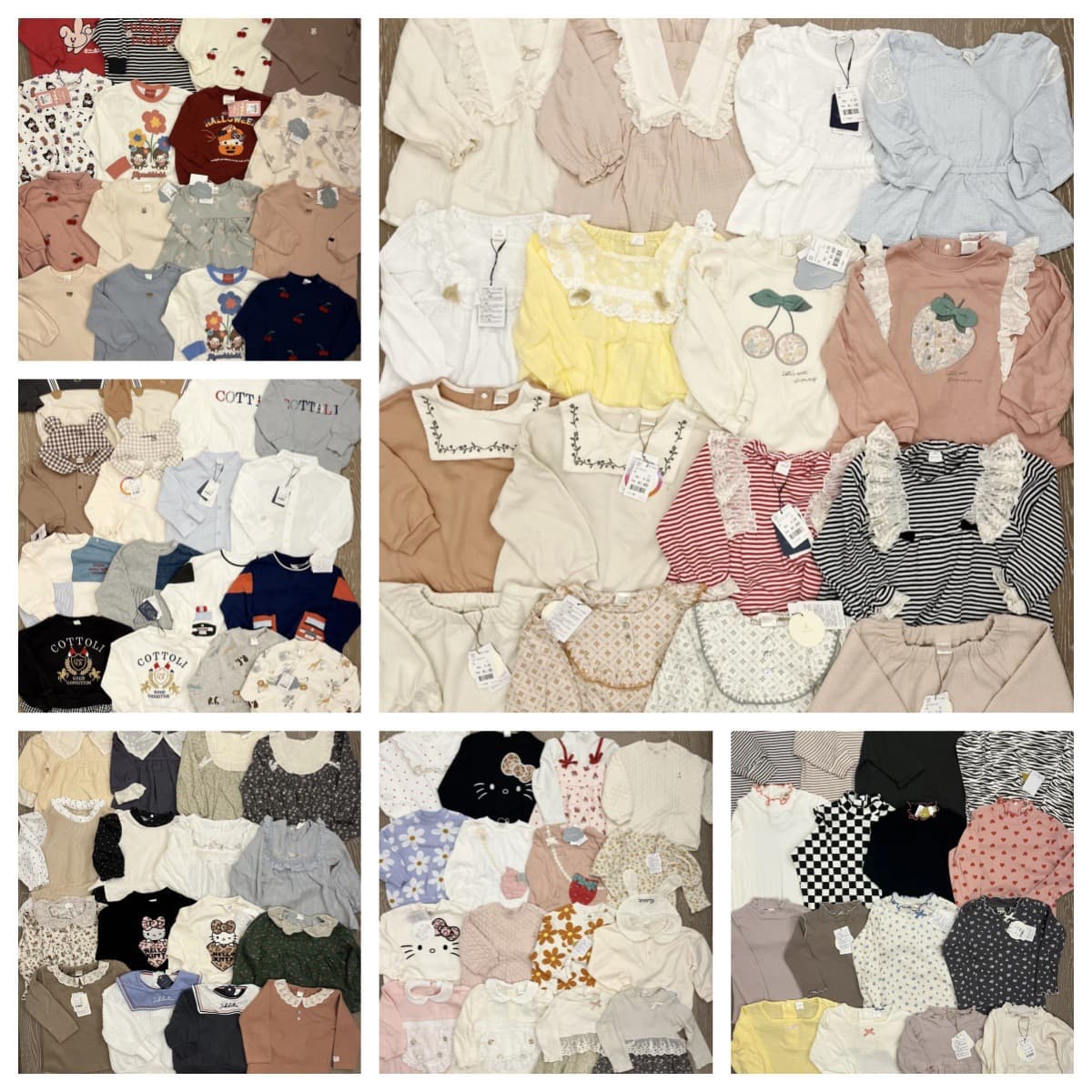 Export Japanese order cross-border children's clothing mixed lot wholesale, dresses long-sleeve medium-small toddler cute kids' clothing tail stock by weight