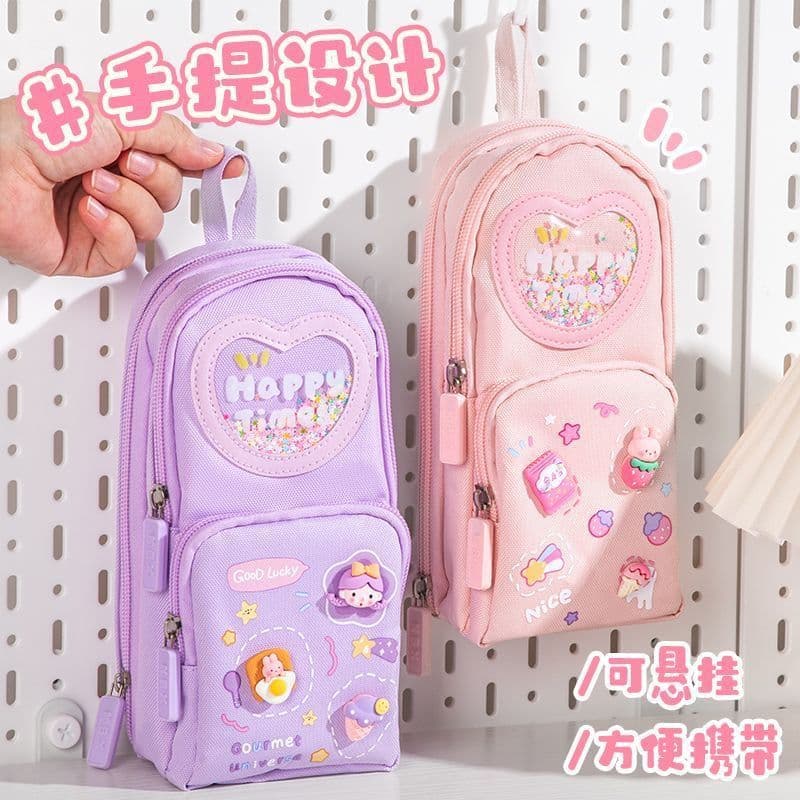 Cross-border spot school bag pencil case ins style stationery pencil case high school student simple pencil case primary school student childlike style girl