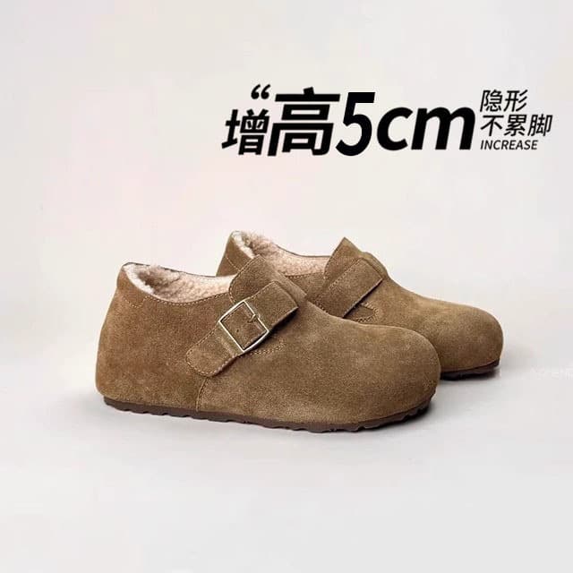 Cowhide Version~Thick-Soled Height-Increasing Fleece-Lined Fully Enclosed Birkenstock Shoes for Women, Winter Style Birkenstock Loafers, Cotton Shoes, Snow Boots, Single Shoes