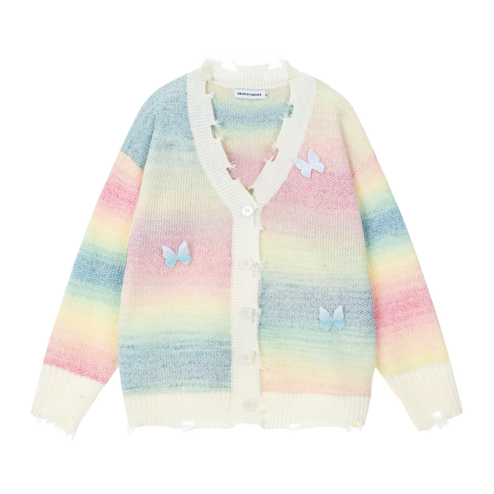 Zongchi Yishe Niche Design Trendy Brand Ins Striped Sweet 3D Bow Tie Space-Dyed Knit Cardigan Top