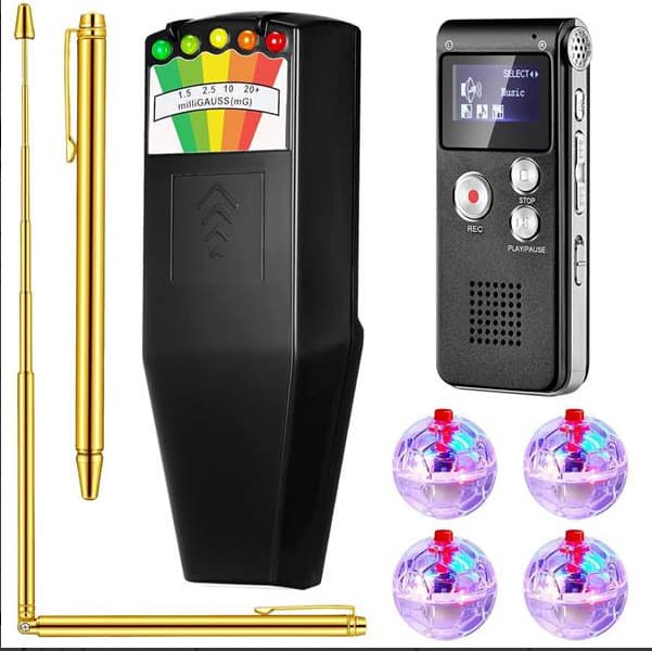 Ghost Hunting Equipment Kit (1 EMF Meter and 2 Foldable Dowsing Rods)