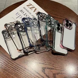 Compatible with iPhone 16 Phone Case iPhone 15 Pro Plating Space Shell Transparent 13 Thickened Shockproof Protective Case