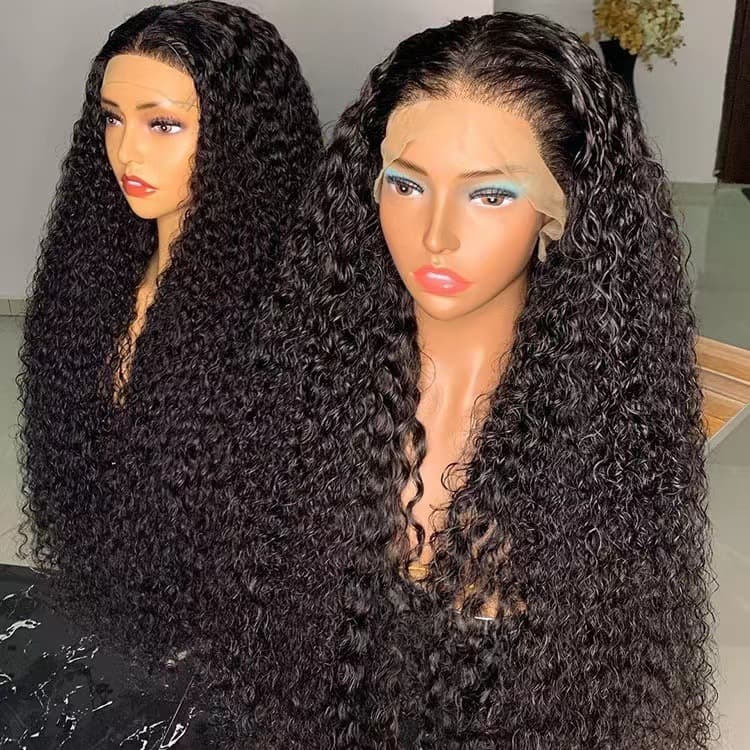 European and American best-selling African small curly hair 13x4 front lace middle part long curly synthetic high-temperature fiber wig cap