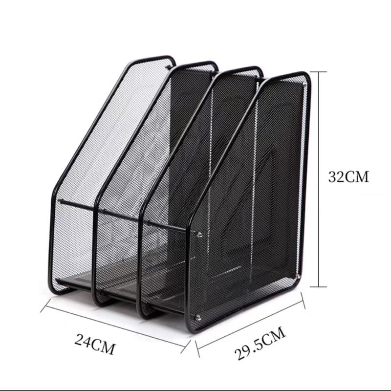 1330 Metal Wire Mesh Combination Sloped Three-compartment Magazine Rack Three-section File Frame Triple File Holder Iron Document Tray
