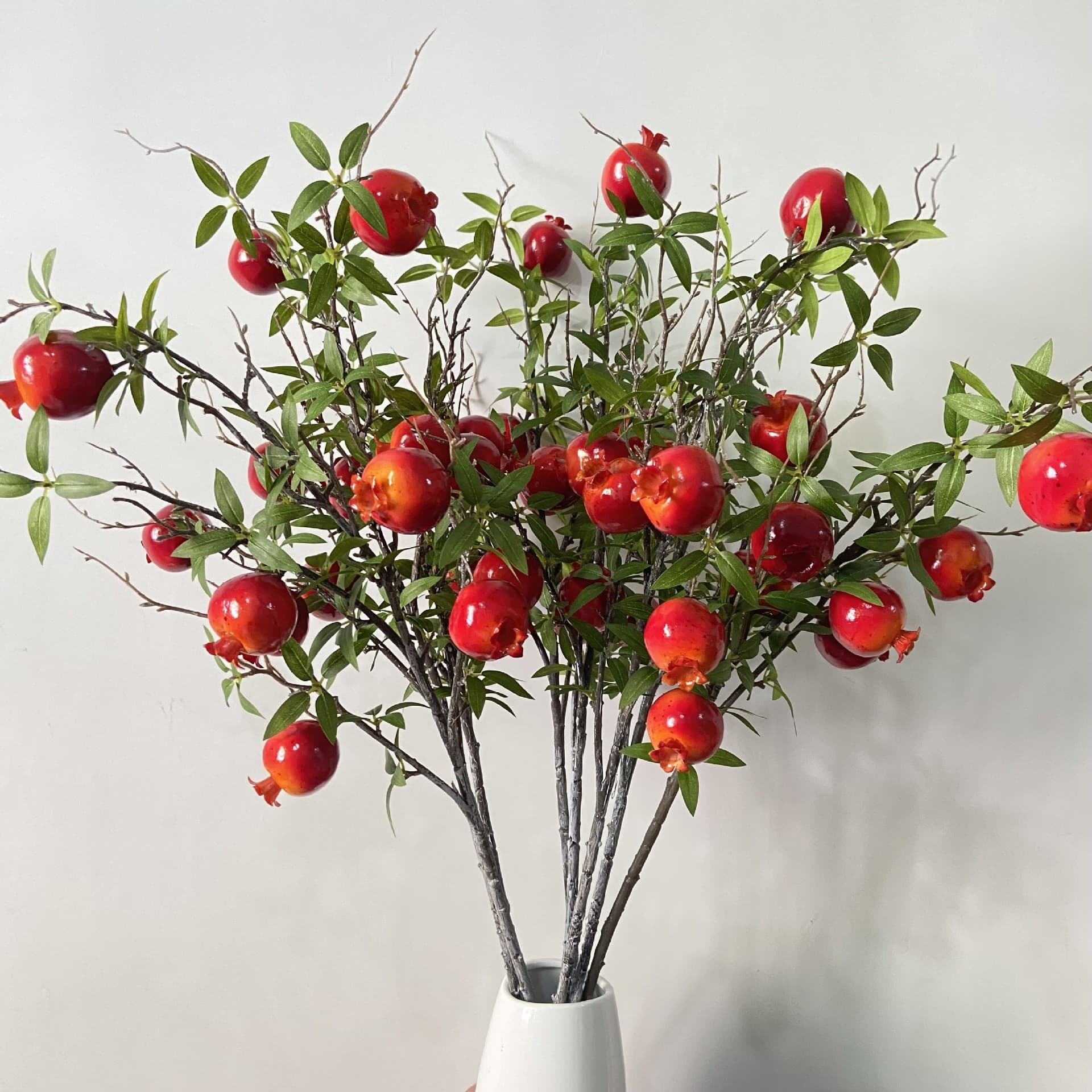 Simulated pomegranate branch, persimmon branch, golden fruit, flower arrangement vase, home decoration accessories, foam small pomegranate for four generations under one roof