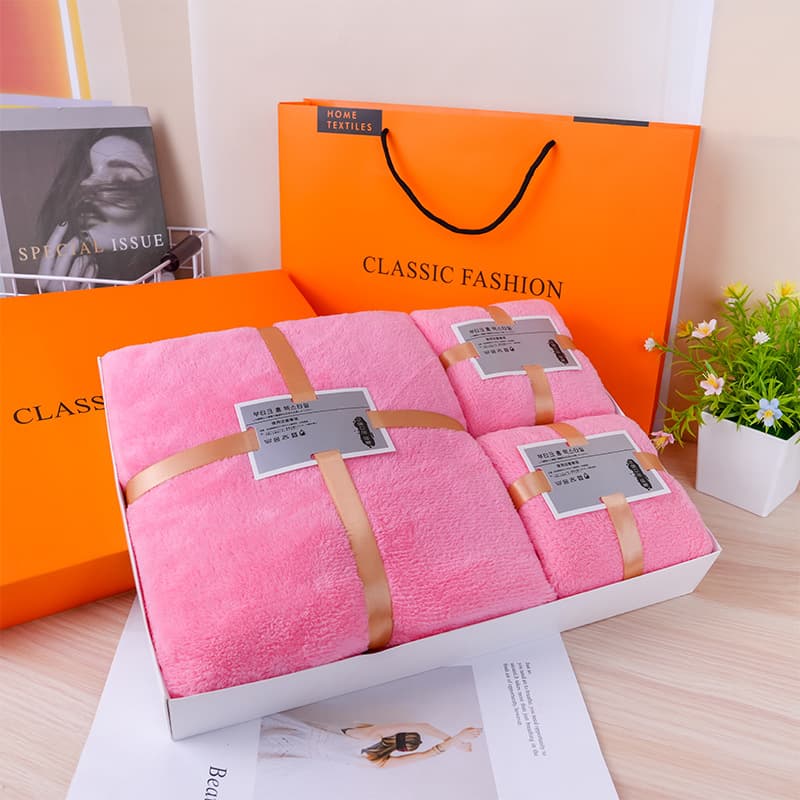 Towel Gift Box Coral Fleece Bath Towel Set for Corporate Business Events and Gifts