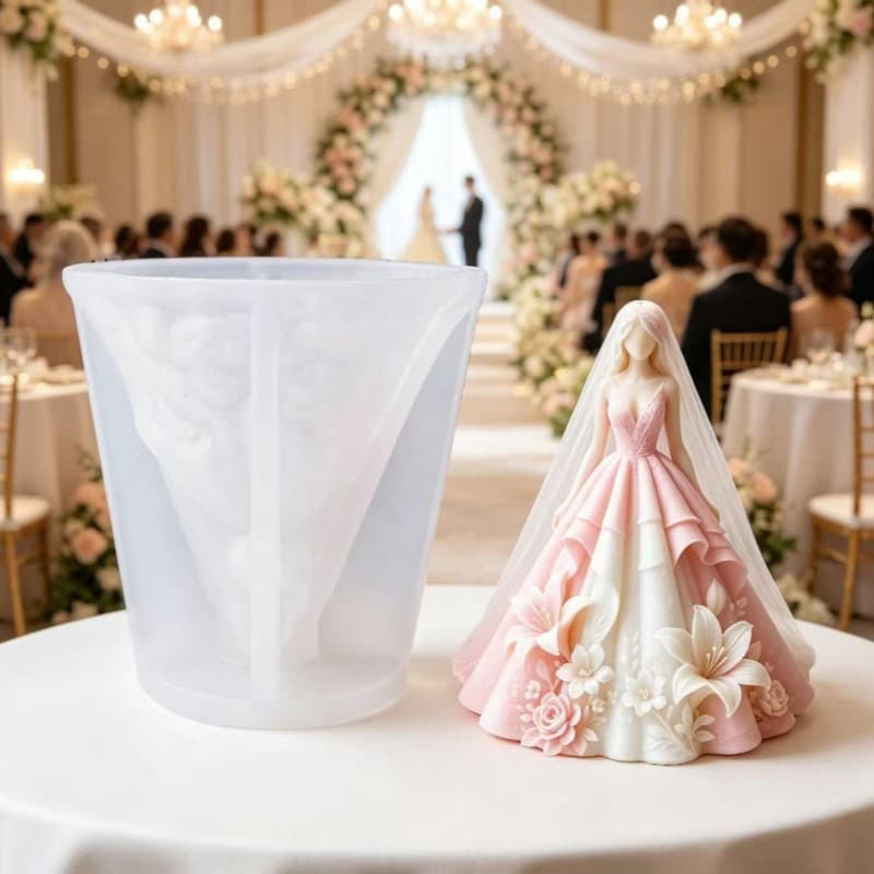 Wedding dress scented candle silicone mold handmade plaster doll wedding ornaments mousse cake mold cross-border