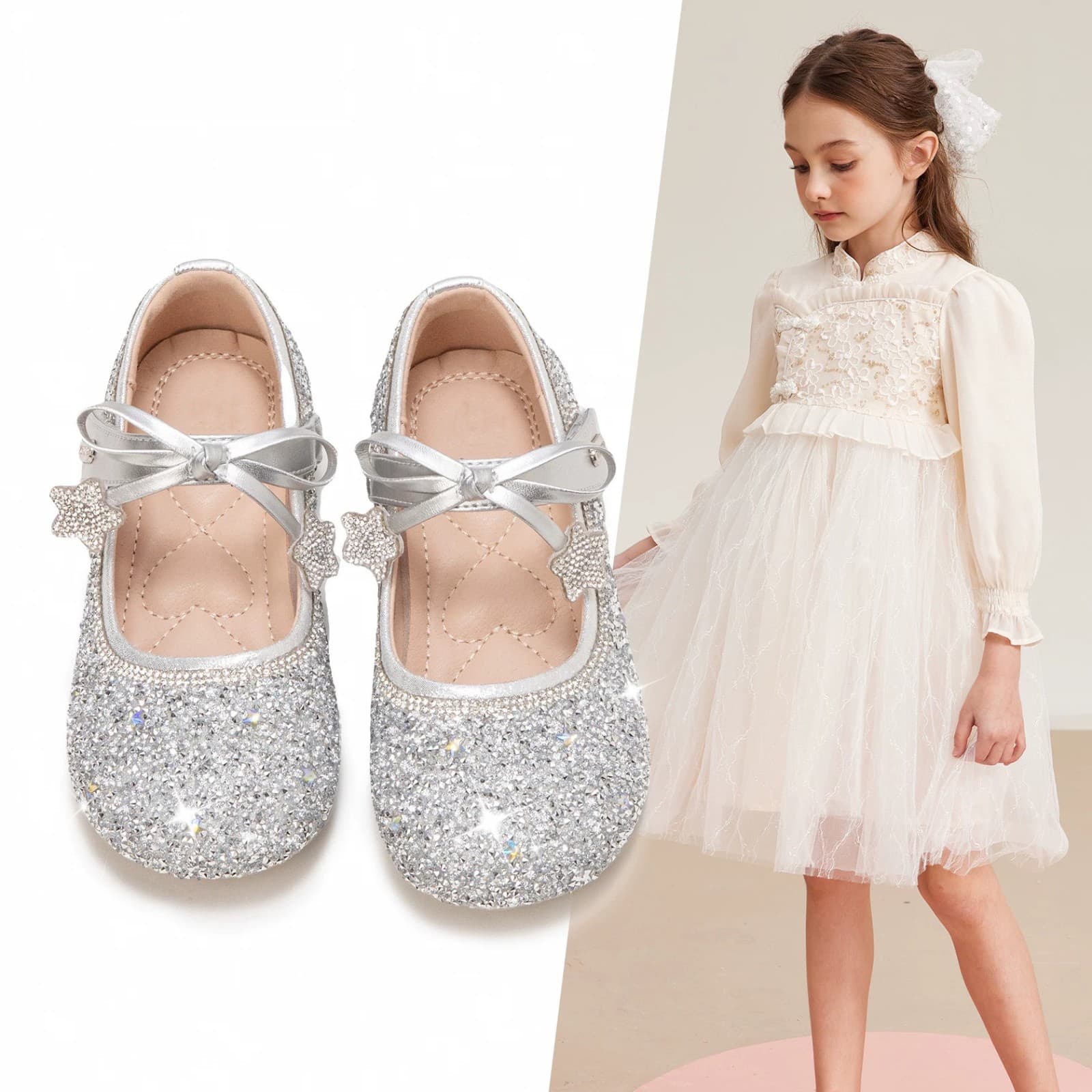 Girls Princess Shoes 2026 Spring Children's Shoes Crystal Shoes Baby Leather Shoes Elsa Shoes Soft Sole Casual Shoes Versatile