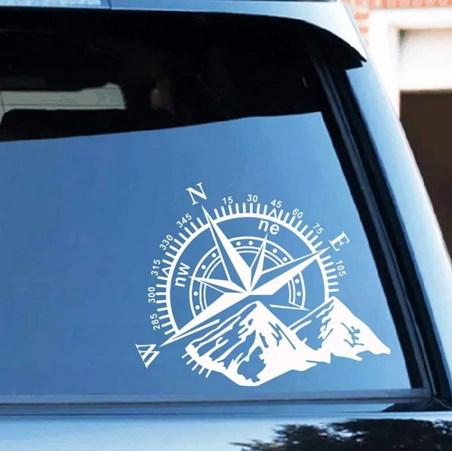 Compass Mountain Engraved Car Sticker Body Window Sticker Computer Decal Cross-Border Supply AL53