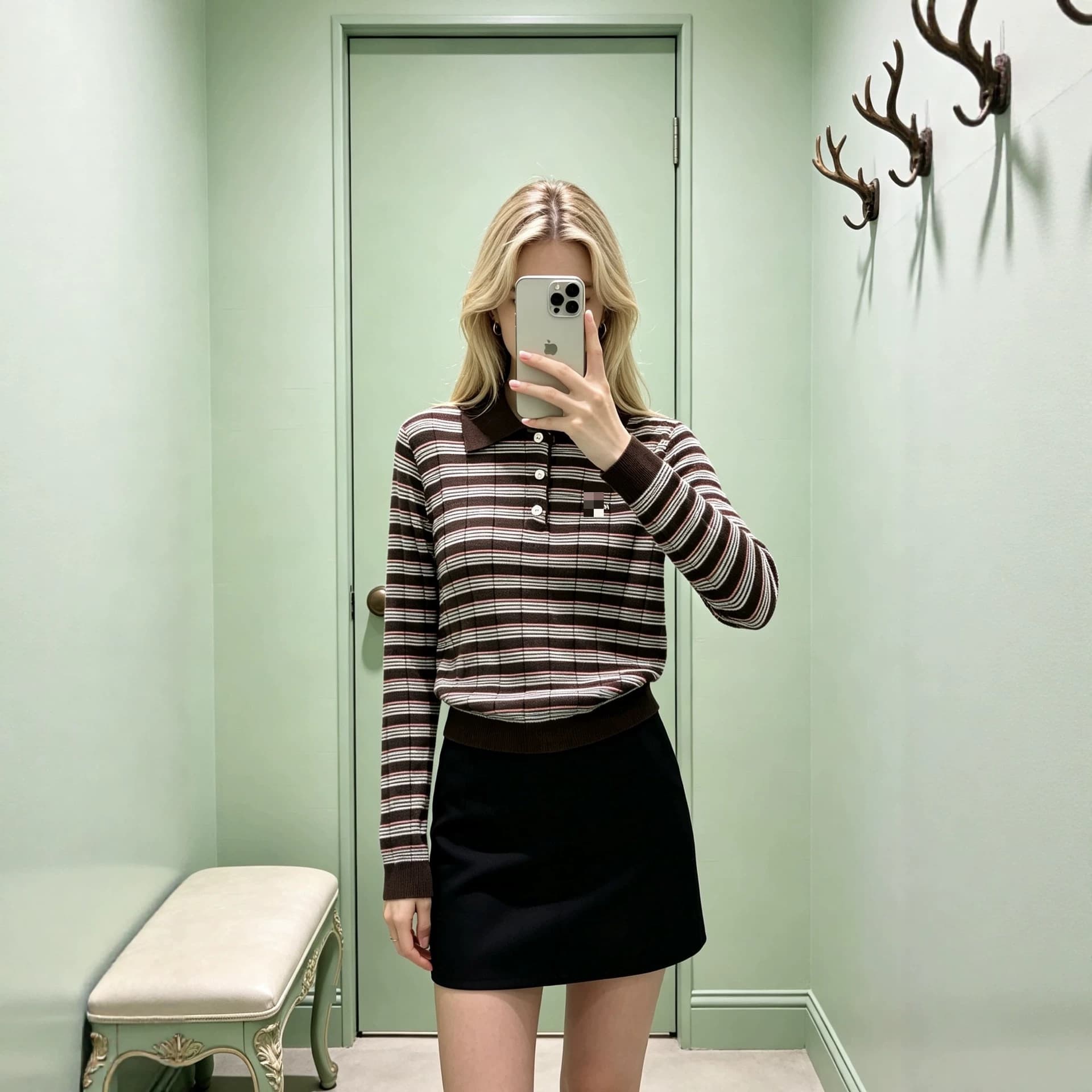 Nanyou Women's Wear PD Home 26 Autumn and Winter Letter Jacquard Round Neck Contrast Color Stripe Slim Fit Versatile Long Sleeve Sweater Top for Women