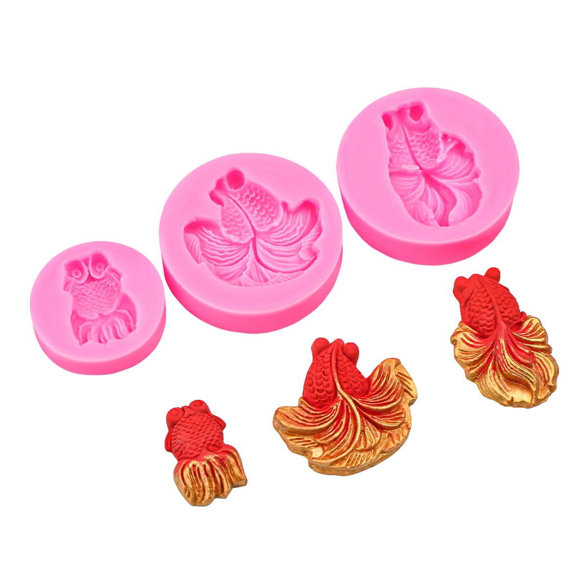 Gold Carp Fondant Silicone Mold Year After Year Chinese Goldfish Mold Chocolate Decorating Silicone Mold