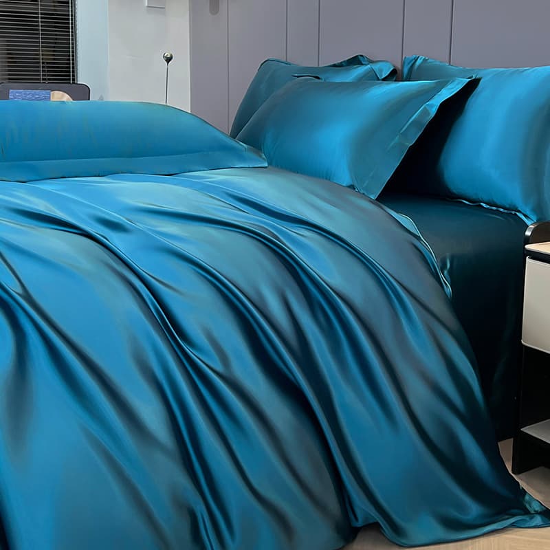 Four-piece set of washed ice silk satin sheets Four-piece set of washed silk silk sheets Four-piece imitation silk bed sheets